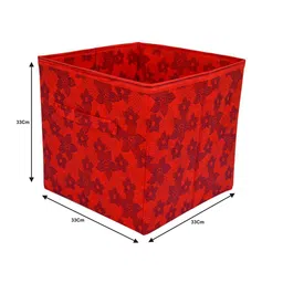 Kuber Industries Set Of 2 Red & Blue Printed Foldable Fabric Storage Cube With Handle image 5