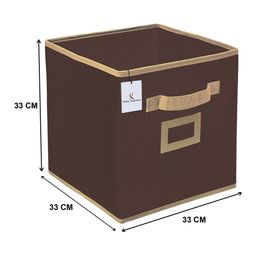 Kuber Industries Set Of 2 Brown Solid Large Storage Cube With Handle image 3