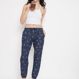 Crimsoune Club Women Navy Blue & White Printed Lounge Joggers-image-58