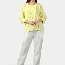 DART STUDIO Yellow Linen Regular Top image 3