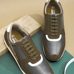 Duke Men Olive Green Colourblocked Sneakers-image-18