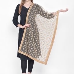 Dupatta Bazaar Gold-Coloured & Silver-Coloured Embroidered Dupatta image 3