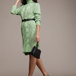 bebe Women Shale Green Argyle Turtle Neck Longline Pullover Sweater With Beads Detail-image-33