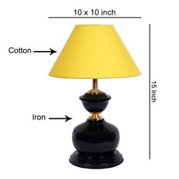 Devansh Yellow & Black Traditional Bedside Standard Table Lamp with Shade image 4