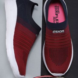 ASIAN Women Maroon & Navy Blue Slip-On Running Shoes-image-49