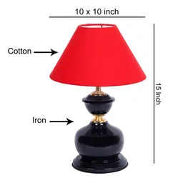 Devansh Red & Black Traditional Table Lamp with Shade image 5