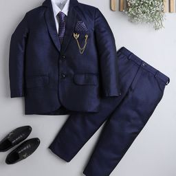 DKGF FASHION Boys Blue Regular Fit 3-Piece Suit-image-125