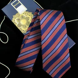 PELUCHE Red & Blue Striped Broad Tie-image-49