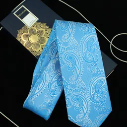 PELUCHE Blue Woven Design Broad Tie-image-8