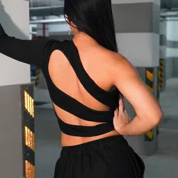 Uptownie Lite One Shoulder Styled Back Crop Top-16