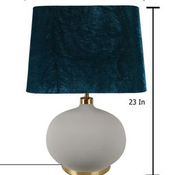 Grated Ginger Green & Grey Self Design Handcrafted Buffet Table Lamp with Shade image 4
