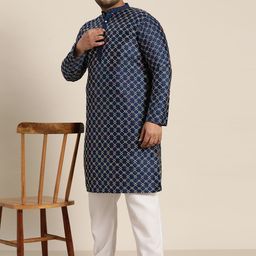 SOJANYA PLUS Men Plus Size Embroidered Kurta With Pyjamas image 2
