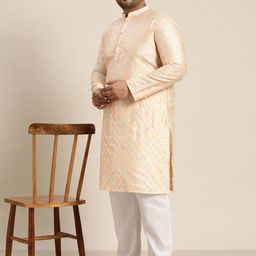SOJANYA PLUS Men Plus Size Embroidered Regular Kurta With Pyjamas image 2