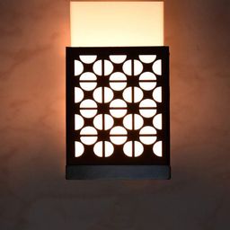 Gojeeva Black Wood Square Shaped Textured Contemporary Wall Lamp-20