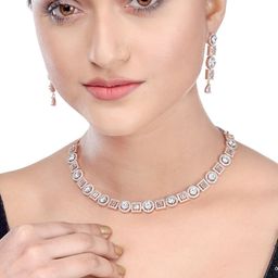 Saraf RS Jewellery Rose Gold-Plated AD & CZ Studded Handcrafted Jewellery Set-11
