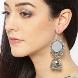 YouBella Silver-Plated Mirror Dome-Shaped Jhumkas-picture-39