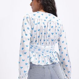 Stylecast X Hersheinbox Pleated Design Conversational Print Empire Top image 4