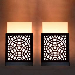 Gojeeva Black & White 2 Pieces Textured Contemporary Wooden Rectangle Shaped Wall Lamp-28