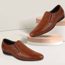 FAUSTO Men Tan Brown Solid Formal Slip-Ons-image-72