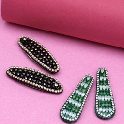 LAIDA Women Set of 4 Metal Embellished Tic Tac Hair Clip-picture-28