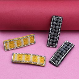 LAIDA Women Set of 4 Embellished Metal Tic Tac Hair Clip-21