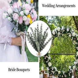 TIED RIBBONS Set of 5 Artificial Eucalyptus Flowers Leaves without Vase image 3
