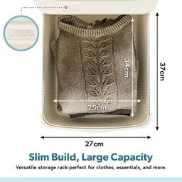 Kuber Industries Cream-Colored Textured 5-Layer Storage Drawer Organizer With Wheels image 4