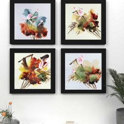 Art Street Multicoloured Abstract Printed Set of 4 Wall Art-12