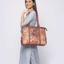 ZOUK Red & Yellow Printed Vegan Leather Sustainable Laptop Bag-picture-7