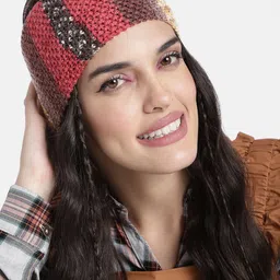 Magic Needles Unisex Red & Brown Handmade Woolen Headband-image-53