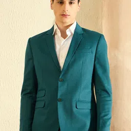 DENNISON Textured Notched Lapel Collar Single Breasted Blazer-image-47