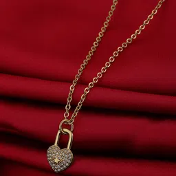 Carlton London Gold-Plated CZ Studded Heart Shaped Pendant with Chain-46