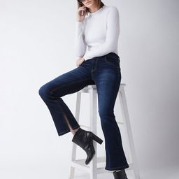 The Roadster Lifestyle Co. Women Bootcut Whiskers & Chevrons Stretchable Cropped Jeans-image-80