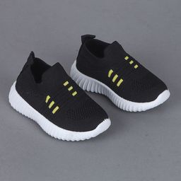 FEETWELL SHOES Boys Black Textured Canvas Mid-Top Slip-On Sneakers-13