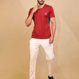 Chkokko Men Maroon Solid Dry-Fit Round Neck Gym T-shirt-image-19