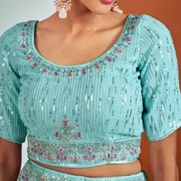 Fusionic Embroidered Sequin Work Semi-Stitched Lehenga With Unstitched Blouse & Dupatta image 5