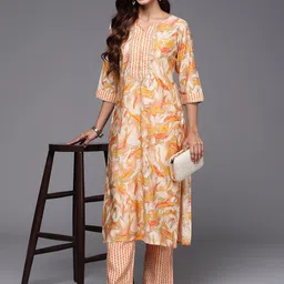 Libas Floral Printed Gotta Patti Kurta with Palazzos-image-83