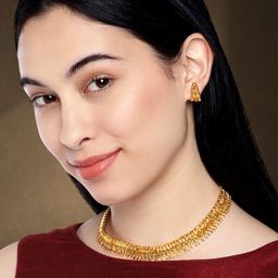 18K Gold Plated Stylish Party Wear Fancy Choker Necklace Jewellery Set-18