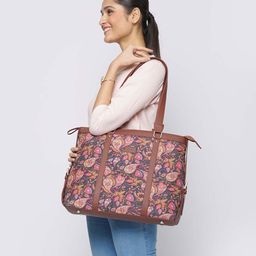 ZOUK Navy Blue & Pink Printed Vegan Leather Sustainable Shoulder 16 Inch Laptop Bag-4