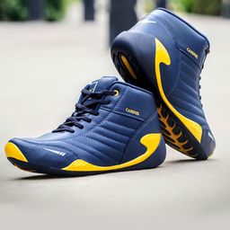 Campus Men Navy Blue & Yellow Everest Mesh Mid-Top Running Shoes-21