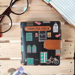 Funk For Hire Women Printed PU Water Resistant Two Fold Wallet with SD Card Holder-20