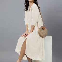 Janasya Dobby Self Design Empire Styled A-Line Chiffon Kurta image 4