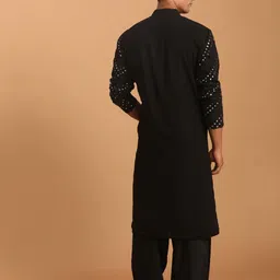SHRESTHA BY VASTRAMAY Men Black Embroidered Mirror Work Kurta & Patiala Set With Dupatta image 2