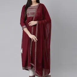KALINI Women Ethnic Motifs Embroidered Kurta With Trousers & Dupatta-picture-47