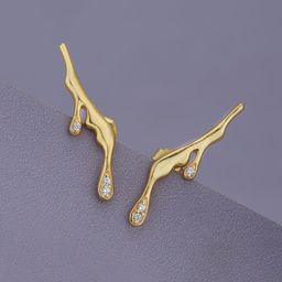VANBELLE Women 925 Sterling Silver 18ktk Gold Plated Fluid Ear Climber Earring-11