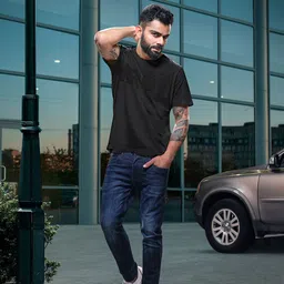 WROGN Brand Logo Embroidered Slim Fit Pure Cotton Casual T-shirt-image-59