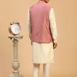 SHRESTHA BY VASTRAMAY Men Embroidered Mirror Work Jacket With Front Open Kurta & Trousers image 2