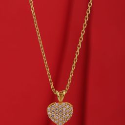 Carlton London Women Gold-Plated CZ Studded Pendant with Chain-18