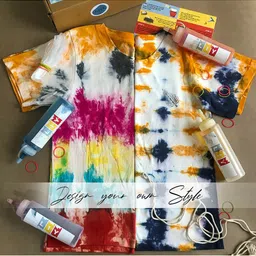luyk Kids Red & Navy Blue Tie & Dye Pure Cotton DIY T-Shirt Kit-56