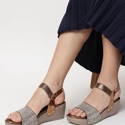 Marc Loire Women Copper-Toned Embellished PU Wedge Sandals-18